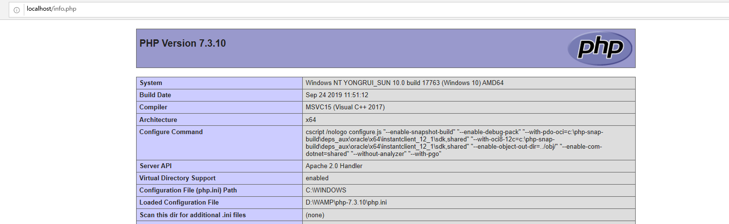 phpとapache連携確認